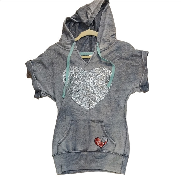 Kids - No Boundaries - Gray Hooded Short Sleeve Sweatshirt - Picture 1 of 3